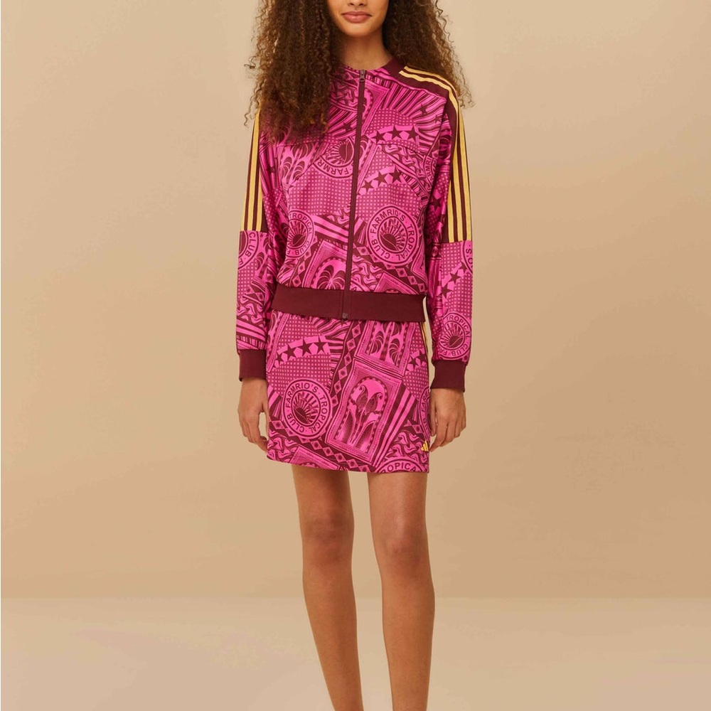 Pink Patterned Skirt by Farm Rio/Adidas